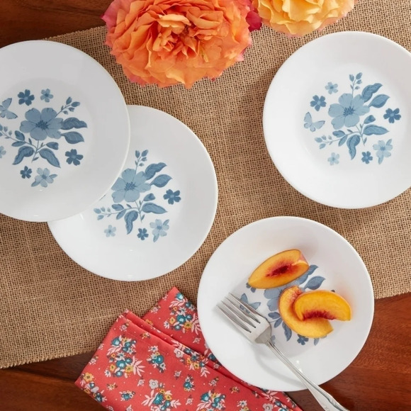 The Pioneer Woman by Corelle 4-Piece Appetizer Plate Set Evie Blue NWT - Picture 1 of 11